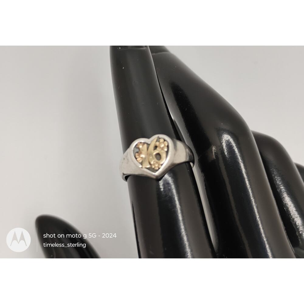 Rare James Avery Sweet 16 Heart Ring in Sterling Silver and 14K Gold Size 6